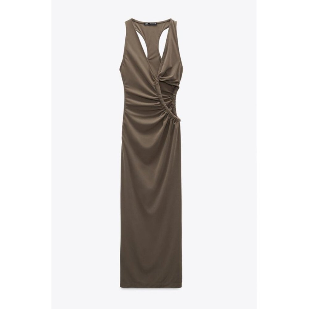 Zara cut out midi dress brown